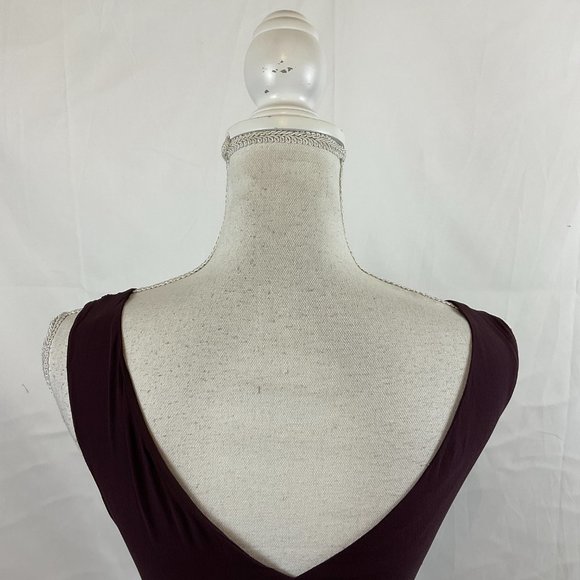 Ted Baker Dress 2 US 6 Dark Purple Sleeveless V-Neck Empire Tie Waist - Picture 8 of 12